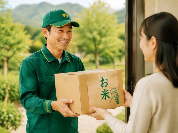 代金引換でお米を受け取る